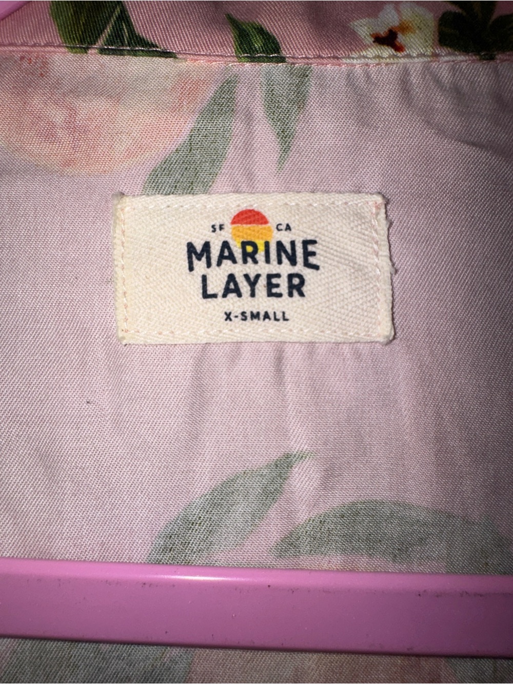 Marine Layer Pink Peach Print Short-Sleeve Button Blouse - Picture 3 of 4